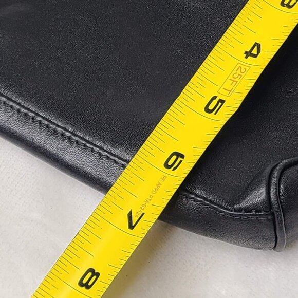 Vintage Ganson Black Leather Crossbody Bag Adjustable Strap Zippered Compartment - Picture 12 of 15